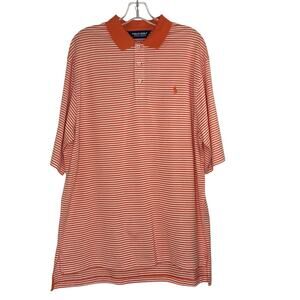 Polo Golf Ralph Lauren orange stripped polo shirt 100% Pima Cotton Men's Large